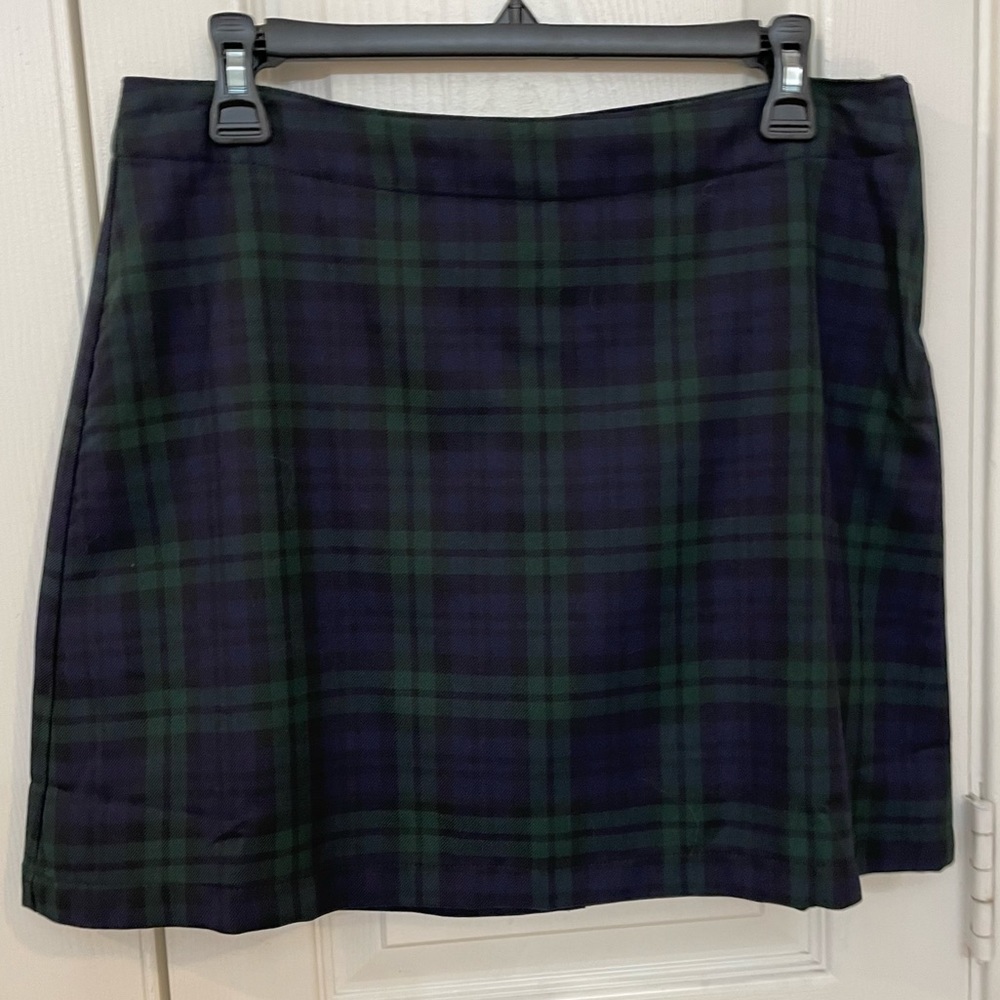 LAND’S END NWT, Sz 6, TARTAN PLAID MINI SKIRT WITH DK NAVY/GREEN/BLK COLORS
